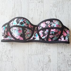 Xhilaration Strapless Bikini Top Pink /Teal/ Black